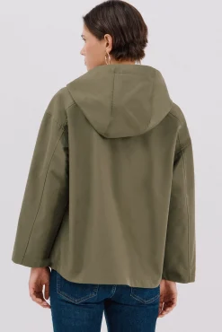 Cortefiel Sobretudos|Casacos-Jaqueta curta com botões de pressão Verde