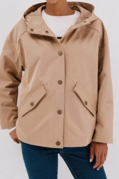 Cortefiel Sobretudos|Casacos-Jaqueta curta com botões de pressão Tostado