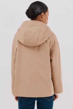 Cortefiel Sobretudos|Casacos-Jaqueta curta com botões de pressão Tostado