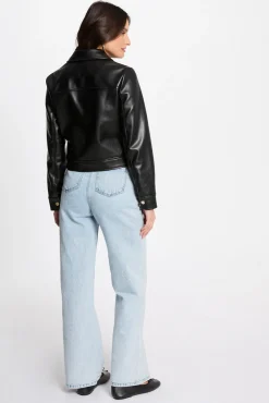 Morgan Sobretudos-Jaqueta curta de couro sintético Preto