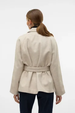 Vero Moda Sobretudos-Jaqueta curta de pano Tostado