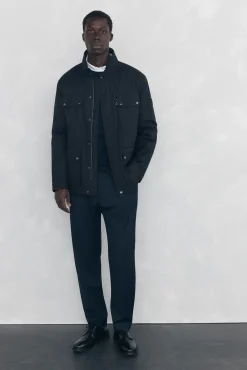 Pedro del Hierro Casacos|Sobretudos-Jaqueta de 4 bolsos Preto