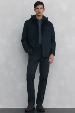 Pedro del Hierro Casacos|Sobretudos-Jaqueta de 4 bolsos com vista Cizento