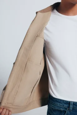 Springfield Casacos-Jaqueta de algodão lavado em contraste castanho