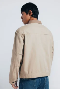 Springfield Casacos-Jaqueta de algodão lavado em contraste castanho