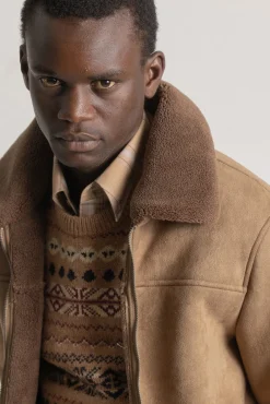 PuroEGO Casacos-Jaqueta de aviador Castanho