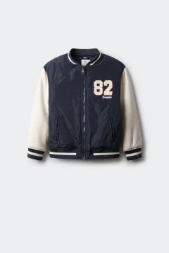 Springfield Kids Casacos|Sobretudos-Jaqueta de beisebol universitária masculina azul