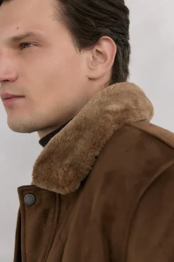 Pedro del Hierro Casacos-Jaqueta de borrego dupla face Marrom