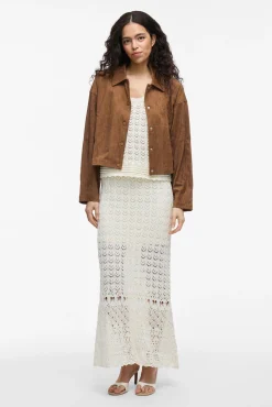 Vila Blusas|Sobretudos-Jaqueta de camurça abotoada Castanho