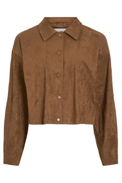 Vila Blusas|Sobretudos-Jaqueta de camurça abotoada Castanho