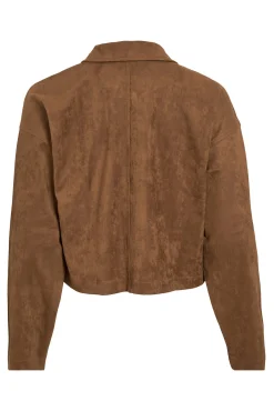 Vila Blusas|Sobretudos-Jaqueta de camurça abotoada Castanho