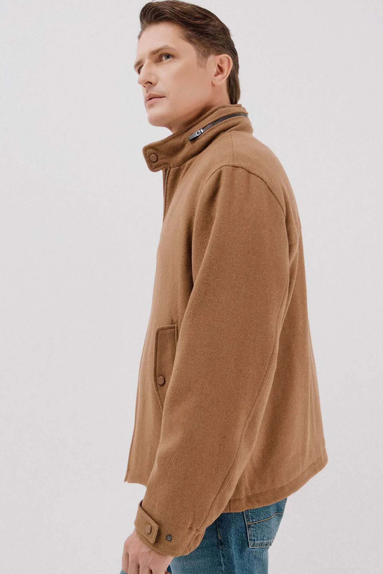 Cortefiel Casacos-Jaqueta de lã Castanho