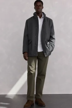 Pedro del Hierro Casacos-Jaqueta de lã com bolsos Cizento