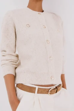 Cortefiel Camisolas-Jaqueta de lurex com botões Ecru