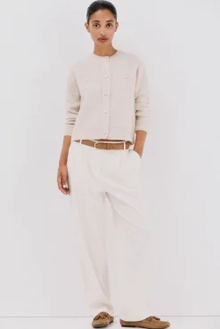 Cortefiel Camisolas-Jaqueta de lurex com botões Ecru