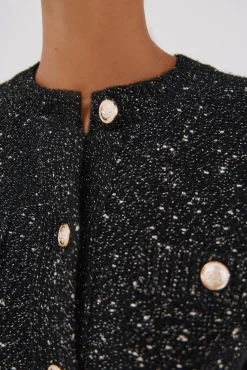 Cortefiel Camisolas-Jaqueta de lurex com botões Preto