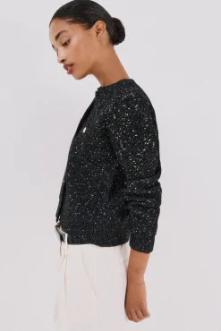 Cortefiel Camisolas-Jaqueta de lurex com botões Preto