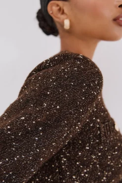 Cortefiel Camisolas-Jaqueta de lurex com botões Castanho