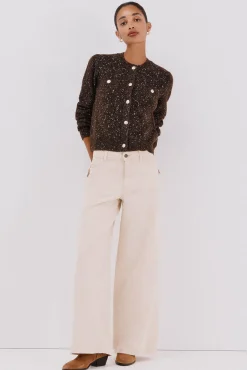 Cortefiel Camisolas-Jaqueta de lurex com botões Castanho