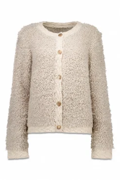 Cortefiel Camisolas-Jaqueta de malha bouclé Ecru