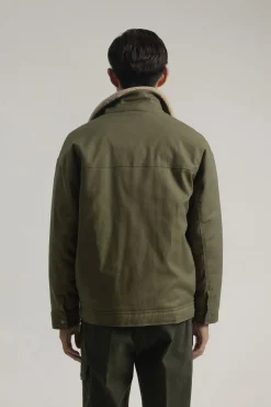 PuroEGO Casacos-Jaqueta de trabalho com gola de borrego Verde