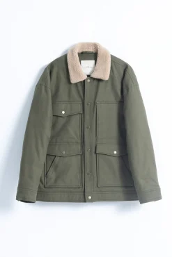 PuroEGO Casacos-Jaqueta de trabalho com gola de borrego Verde