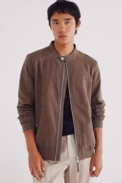 Springfield Casacos-Jaqueta efeito camurça microperfurada cru