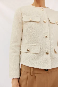 Cortefiel Sobretudos-Jaqueta estruturada Ecru