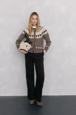 Pedro del Hierro Sobretudos-Jaqueta jacquard grega Marrom