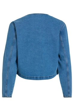 Vila Sobretudos-Jaqueta jeans abotoada Azul