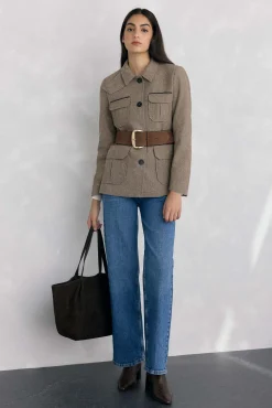 Pedro del Hierro Blazers|Sobretudos-Jaqueta safari espiga Marrom