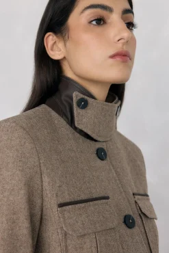 Pedro del Hierro Blazers|Sobretudos-Jaqueta safari espiga Marrom