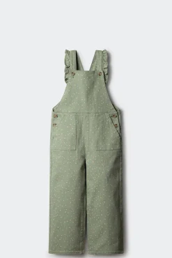 Springfield Kids Vestidos-Jardineira longa de bolinhas para meninas verde