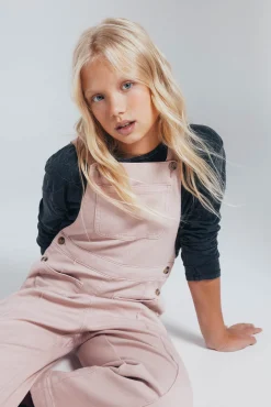 Springfield Kids Vestidos-Jardineiras compridas com bolsos para meninas rosa