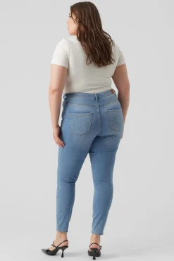 Vero Moda Curve Jeans|Calças-Jeans cigarro tamanho grande Azul