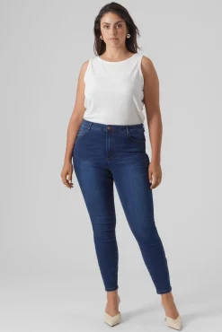 Vero Moda Curve Jeans|Calças-Jeans cigarro tamanho grande Azul