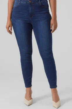 Vero Moda Curve Jeans|Calças-Jeans cigarro tamanho grande Azul
