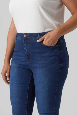 Vero Moda Curve Jeans|Calças-Jeans cigarro tamanho grande Azul