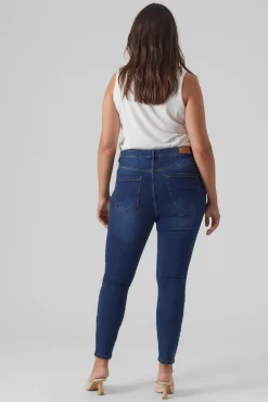 Vero Moda Curve Jeans|Calças-Jeans cigarro tamanho grande Azul