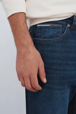 Springfield Jeans-Jeans de corte regular com lavagem escura azul