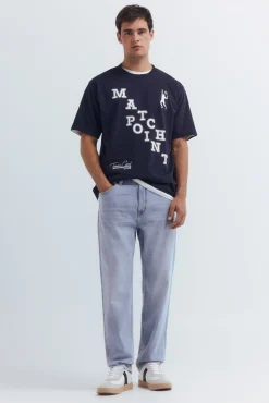 Springfield Jeans-Jeans de corte reto com lavagem clara azul