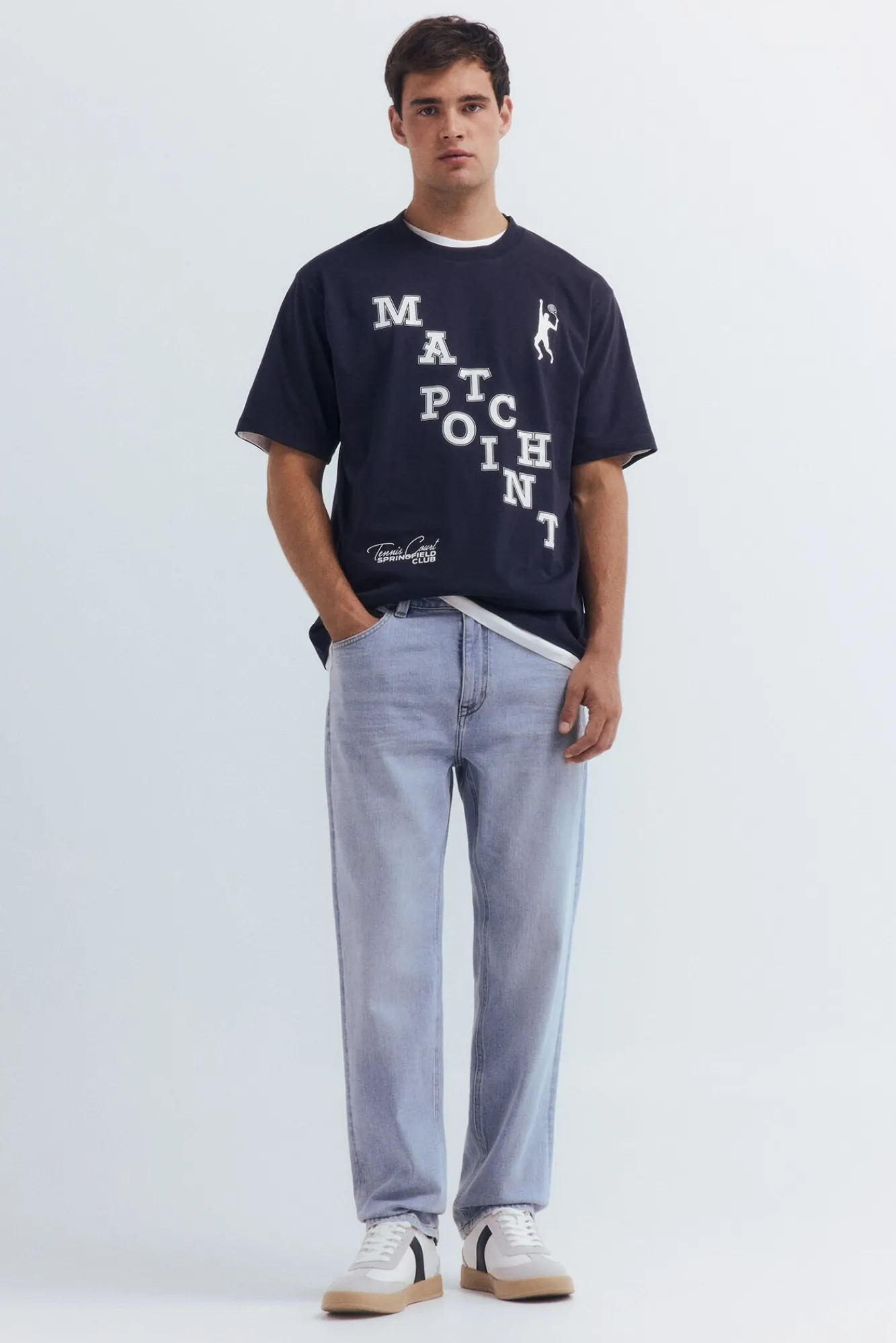 Springfield Jeans-Jeans de corte reto com lavagem clara azul