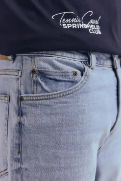 Springfield Jeans-Jeans de corte reto com lavagem clara azul