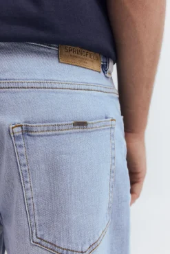 Springfield Jeans-Jeans de corte reto com lavagem clara azul