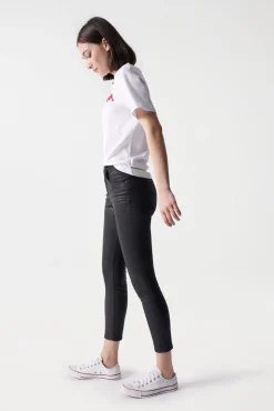 Salsa Jeans Jeans|Calças-Jeans faith push in cropped com efeito coating Preto