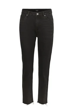 Vero Moda Jeans|Calças-Jeans retas de cintura subida Preto
