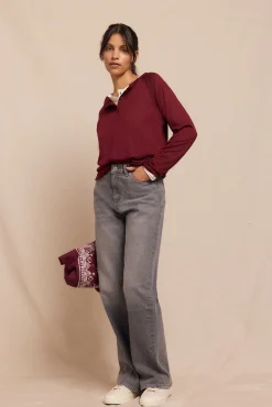 Slowlove Jeans|Calças-Jeans retos Cinzento