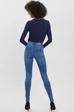 Vero Moda Jeans|Calças-Jeans skinny de mulher com cintura alta Azul