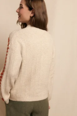 Slowlove Camisolas-Jersey bordado contrastante Tostado