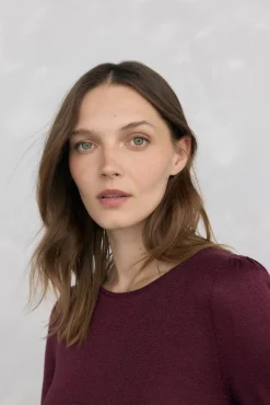 Pedro del Hierro Camisolas-Jersey brilhante com babados Bordeaux